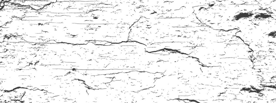 Seamless Cracked Grunge Texture Overlay Background Vector Black and White Distressed Surface Pattern with Cracks and Scratches