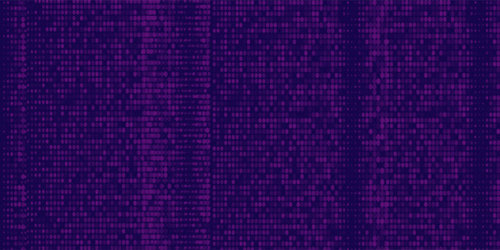 Purple abstract pixel texture bg video screen. Tv pattern background with square noise effect. Futuristic broadcast neon gradient banner for television.