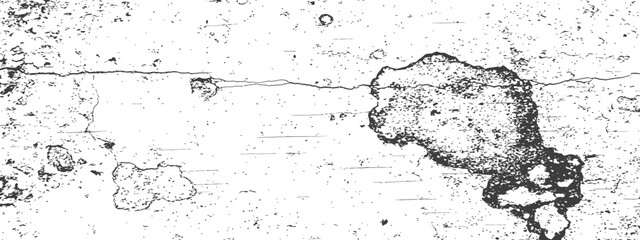 Fototapeta premium Black and white grunge distressed vector texture overlay Cracked wall damaged plaster surface background graphic resource