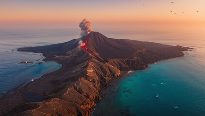 stromboli volcano erupting off the coast of italy being dubbed the "light house of the mediterranean"