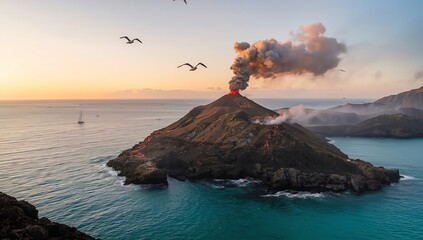 stromboli volcano erupting off the coast of italy being dubbed the "light house of the mediterranean"