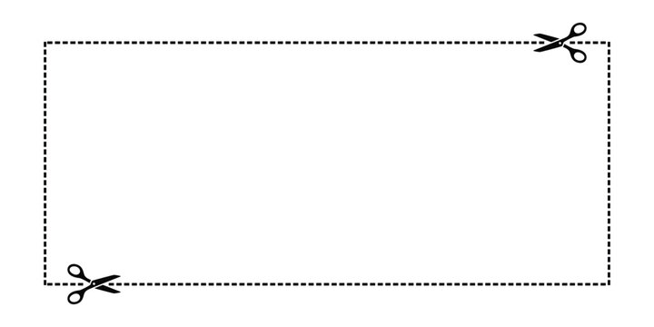 Scissors cut the rectangular lines.