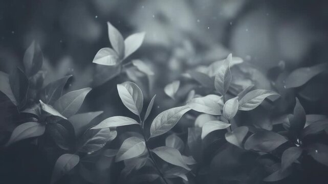 Muted botanical leaves with subtle light effects creating a calming, organic background texture and representing concepts of nature, growth, and tranquility