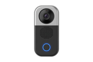 Fototapeta premium Smart doorbell camera with blue light smart home security isolated on a transparent background