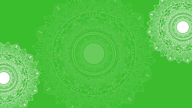 Animation of vintage Luxury mandalas background with old gold & white frame in arabesque pattern Arabic style, green screen mandala circle animation, eid mubarak and islamic background or diwali india