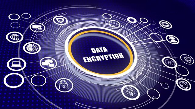Data encryption cryptography security business technology privacy concept coded information.