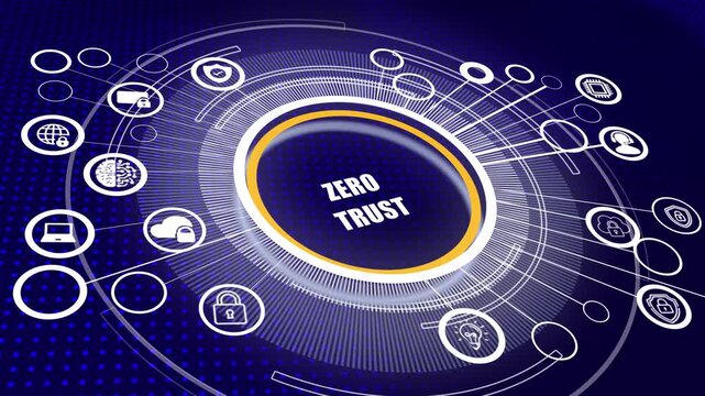 Zero trust architecture network security business technology privacy concept never trust always verify.