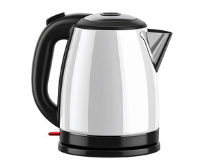 Fototapeta premium Sleek, modern electric kettle with a black handle and lid, chrome finish