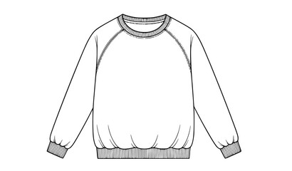 Minimal line art sweatshirt vector sketch with front view fashion outline illustration © Lipi