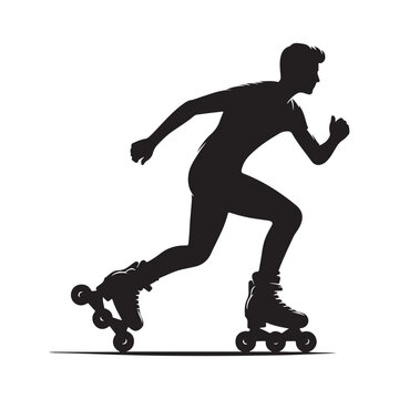 rollerblader vector silhouette clip art logo design illustration. abstract icon idea collection
