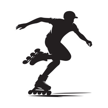 rollerblader vector silhouette clip art logo design illustration. abstract icon idea collection
