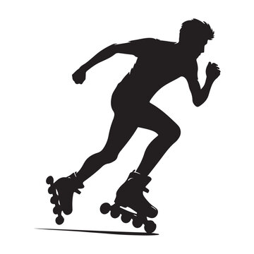 rollerblader vector silhouette clip art logo design illustration. abstract icon idea collection
