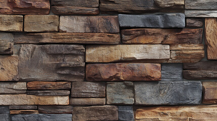Obraz premium A close-up shot of a rugged stone wall texture with varying colors and patterns, a symbol of strength and history
