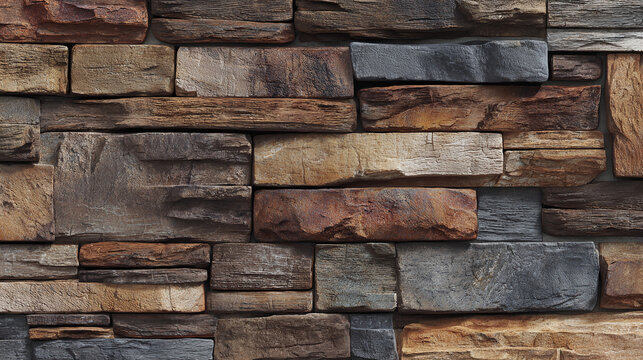 A close-up shot of a rugged stone wall texture with varying colors and patterns, a symbol of strength and history