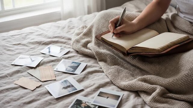 Ai autonomous workflow delegation agentic journal notebook writing bed with blanket soft light vdo memory layout for calm creative focus and planning