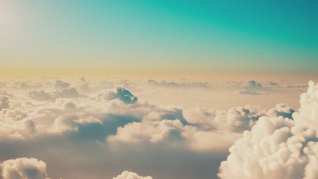 Cloudscape creating a vast ethereal background, evoking feelings of peace, freedom, and openness with endless possibilities and a clear, tranquil atmosphere