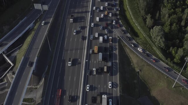 Aerial view of Moscow Ring Road traffic