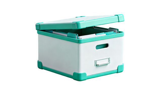 3D Medical File Archive Storage Box Icon Isolated on Transparent Background PNG for Hospital Records and Healthcare Administration Design