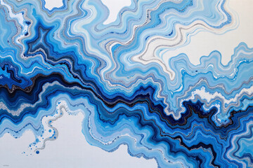 Obraz premium Abstract Blue Fluid Art Background with Wavy Marble Texture.