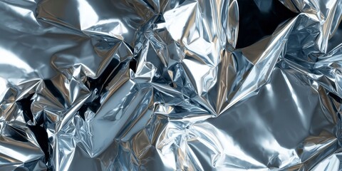 a crumpled aluminum foil texture, shiny and reflective.