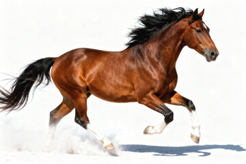 Obraz premium Galloping Bay Horse with Black Mane and Tail