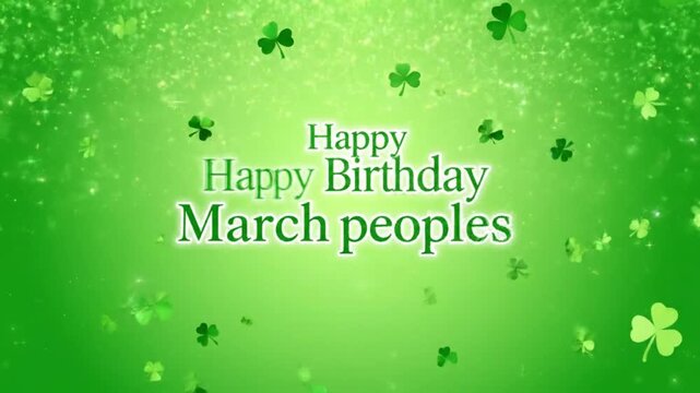 Vibrant green background with floating shamrocks and sparkling glitter