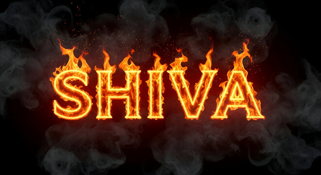 Shiva fire text typography glowing flames with smoke creating powerful Hindu devotion concept for Maha Shivratri festival posters banners branding and spiritual designs
