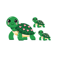 Obraz premium World turtle day illustration, baby turtles walking with parent, conservation awareness poster, beach cleanup session graphic, kids education vector