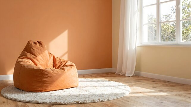 There is a sofa in the orange room