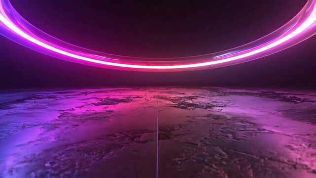 Abstract neon light installation with vibrant colors creating a futuristic and dynamic atmosphere.