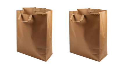 Two rectangular brown paper bags with handles are depicted against a stark black background, emphasizing their form