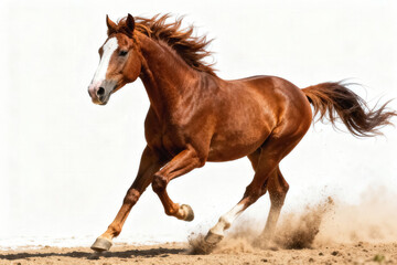 Galloping Chestnut Horse with White Markings