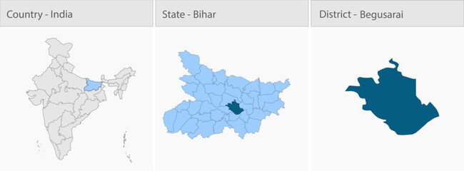 Begusarai_Map detailed map illustration graphic for educational reference, geographic visualization, design layouts, presentations, digital media and © @5pixel