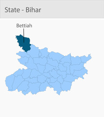 Obraz premium Bettiah-Bihar detailed map illustration graphic for educational reference, geographic visualization, design layouts, presentations, digital media and