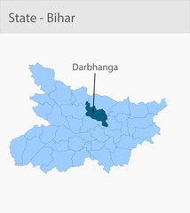 Fototapeta premium Darbhabga-Bihar detailed map illustration graphic for educational reference, geographic visualization, design layouts, presentations, digital media an