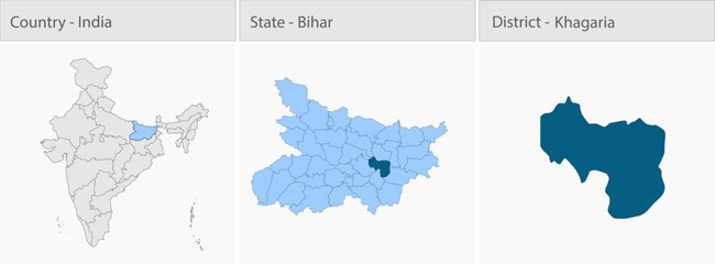 Obraz premium Khagaria_Map detailed map illustration graphic for educational reference, geographic visualization, design layouts, presentations, digital media and p