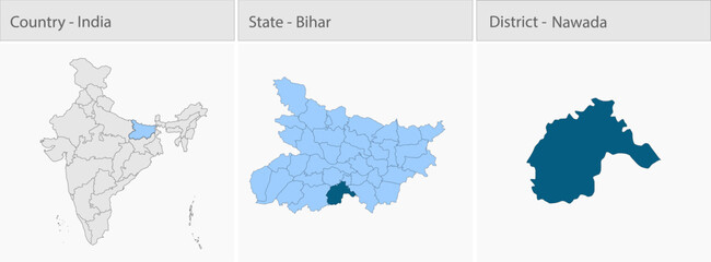 Obraz premium Nawada_Map detailed map illustration graphic for educational reference, geographic visualization, design layouts, presentations, digital media and pri