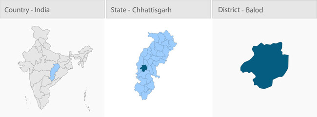 Fototapeta premium Balod_city_Map_Chhattisgarh detailed map illustration graphic for educational reference, geographic visualization, design layouts, presentations, digi
