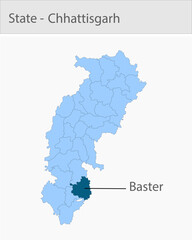 Fototapeta premium Baster-Chhattisgarh_Map_Chhattisgarh detailed map illustration graphic for educational reference, geographic visualization, design layouts, presentati