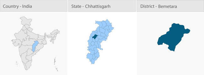 Bemetara_city_Map_Chhattisgarh detailed map illustration graphic for educational reference, geographic visualization, design layouts, presentations, d © @5pixel