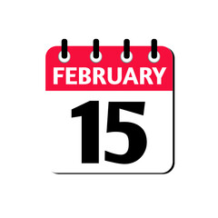 February 15 Day Calendar Vector Icon Perfect for planner, reminder, time management, schedule, office, business, and monthly event start design template