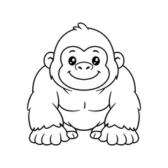 Naklejka premium Gorilla cartoon character on white Line art for coloring book