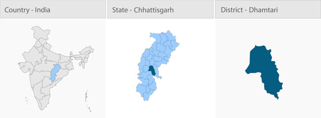 Fototapeta premium Dhamtari_city_Map_Chhattisgarh detailed map illustration graphic for educational reference, geographic visualization, design layouts, presentations, d