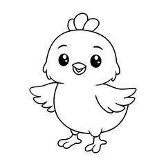 Chick cartoon bird Line art for coloring book © Miracle Studio