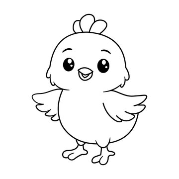 Chick cartoon bird Line art for coloring book
