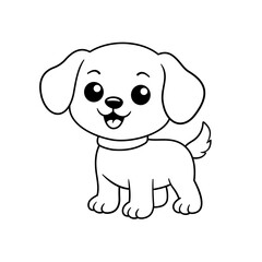 Fototapeta premium Dog pup cheerful Line art for coloring book
