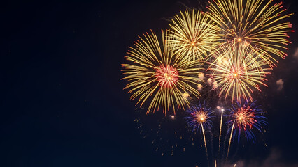 Fototapeta premium Vibrant night sky illuminated by bursting fireworks