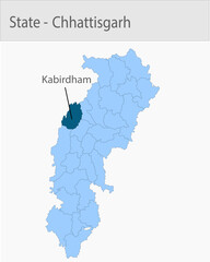 Kabirdham-Chhattisgarh_Map_Chhattisgarh detailed map illustration graphic for educational reference, geographic visualization, design layouts, present