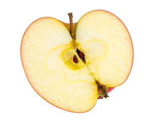 Halved fresh fruit showing vibrant flesh, seeds, and stem