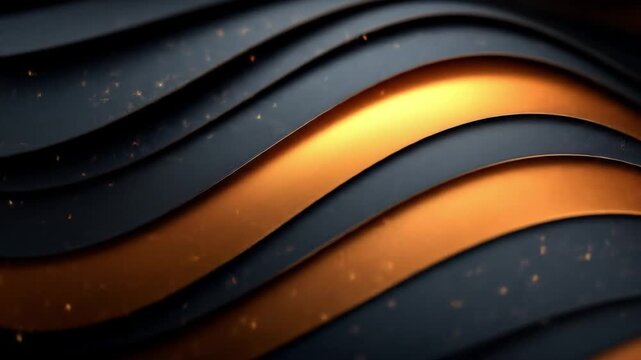 Abstract dynamic wave background with gold and black layers for design